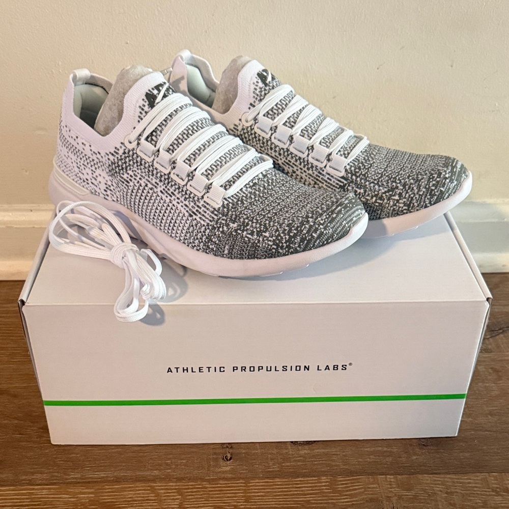 APL White and Gray Knit Sneakers